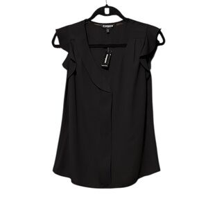 Express Women's Black Ruffle Sleeve Blouse